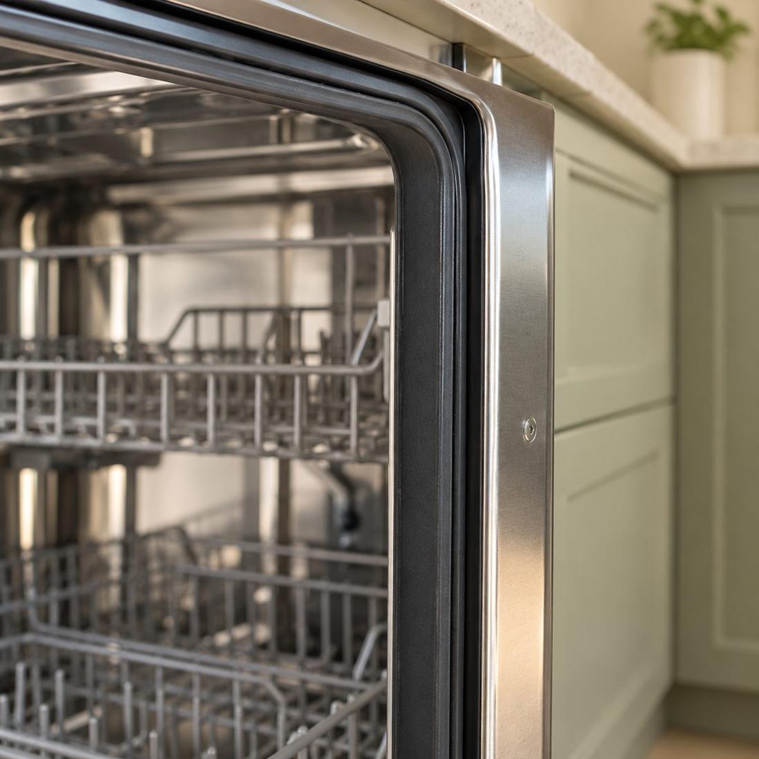 Dishwasher seals: close view of the seam or seal intended for localized treatment