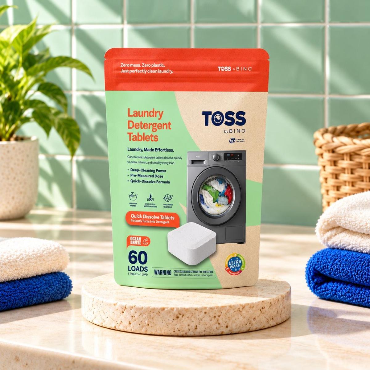 TOSS Laundry Detergent Tablets packaging